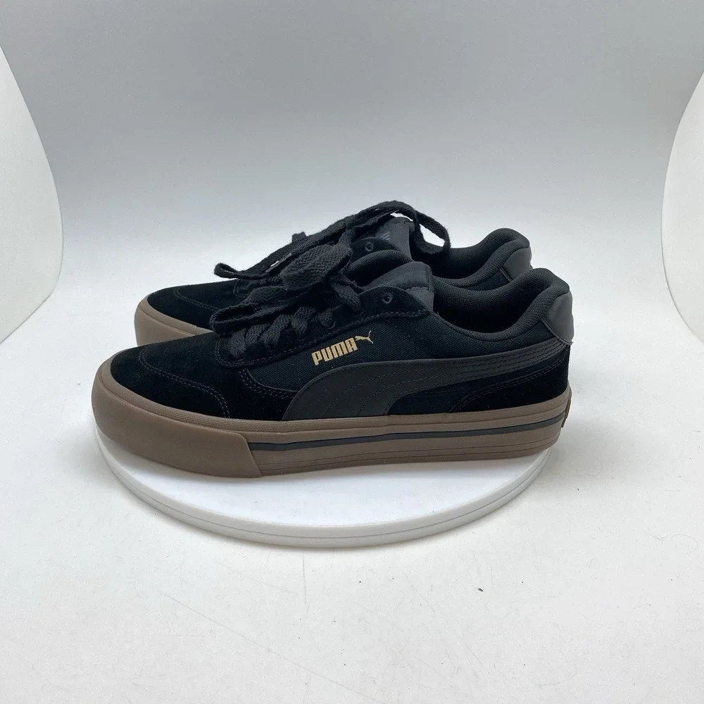 Puma Sneakers Mens 8.5 Black Suede Platform Court Classic Vulcanized 404131-01